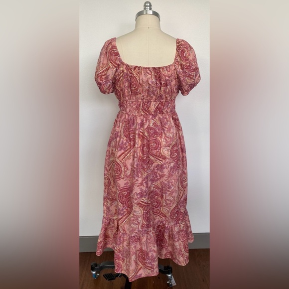 B•O•G Collective Paisley Floral Midi-Maxi Dress with Slit. Size Small Pink Red - Picture 4 of 10